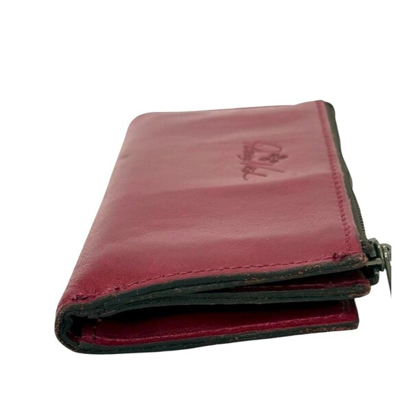 Patricia Nash Nazari Bifold Leather Wallet Magenta Card Slots Zipper Snap Sleek - Picture 7 of 11